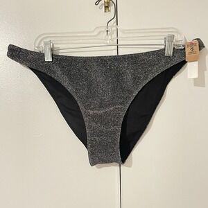 NEW Victoria's Secret Bikini Bottom XXL 2xl‎ BRAZILIAN Black Shimmer VS SWIM NWT